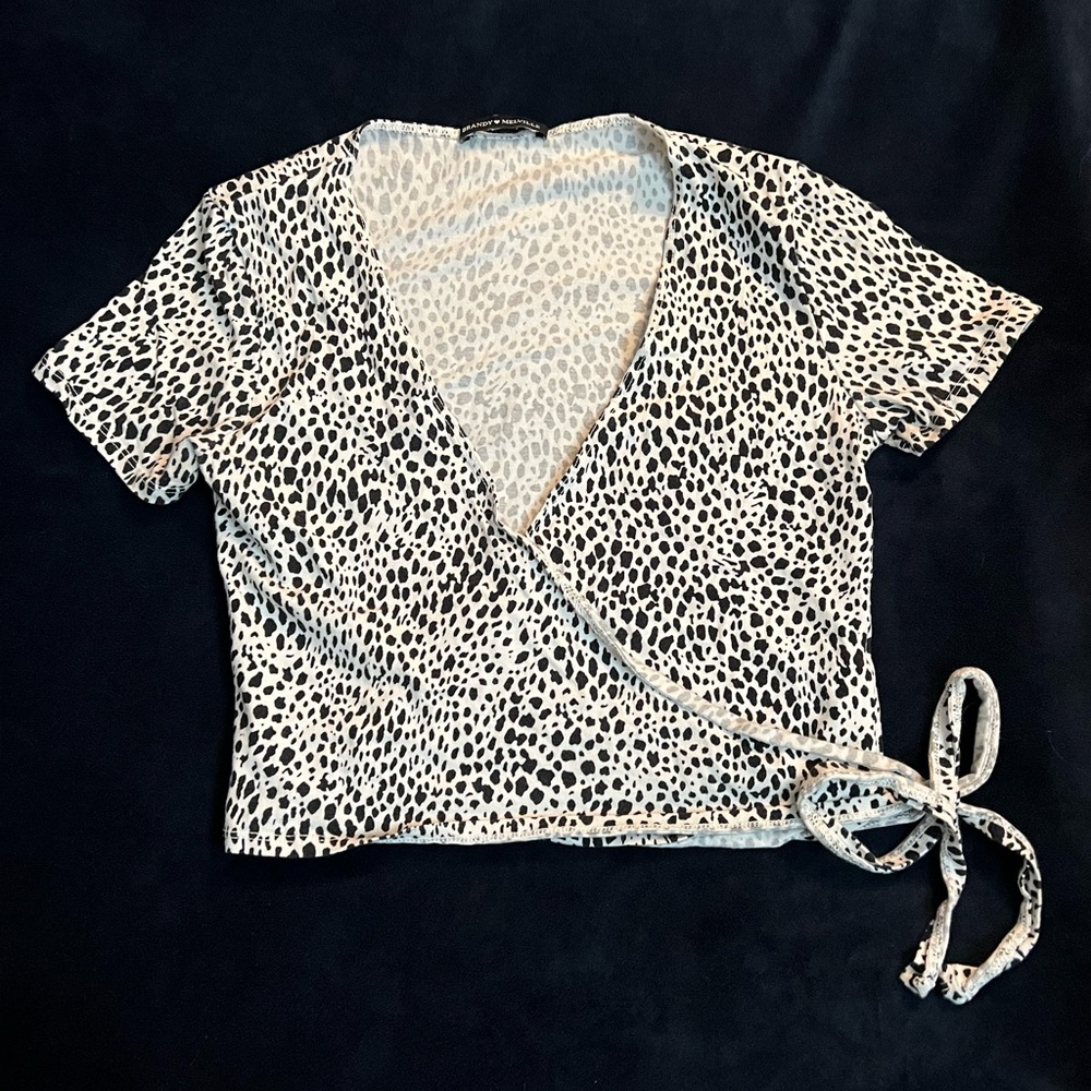 Brandy Melville Leopard Print Wrap Top